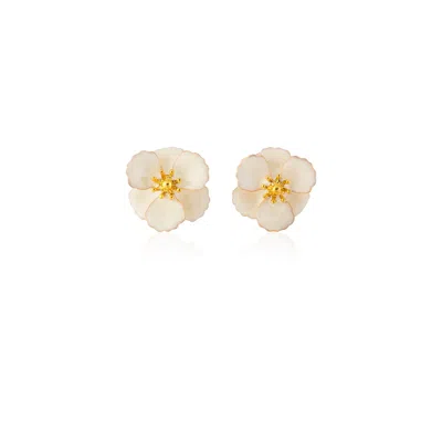 Milou Jewelry Women's Neutrals Cream Blossom Flower Earrings In White