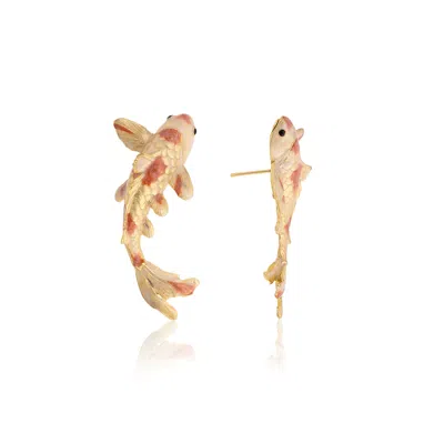 Milou Jewelry Women's Neutrals Koi Fish Earrings - Cream In Gold