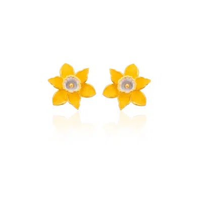 Milou Jewelry Women's Orange Yellow Daffodil Flower Earrings