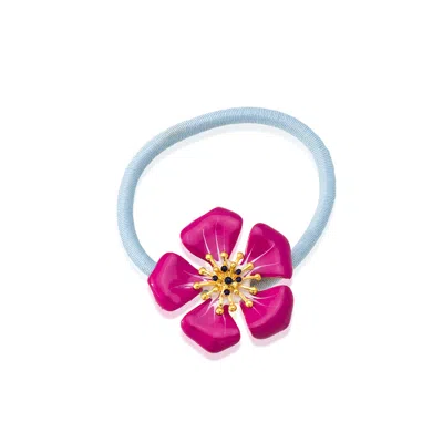 Milou Jewelry Women's Pink / Purple Raspberry Pink Primrose Flower-embellished Ponytail Holder
