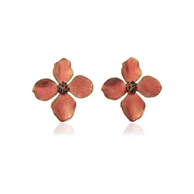 Milou Jewelry Women's Pink / Purple Sugar Pink Clover Flower Earrings In Brown