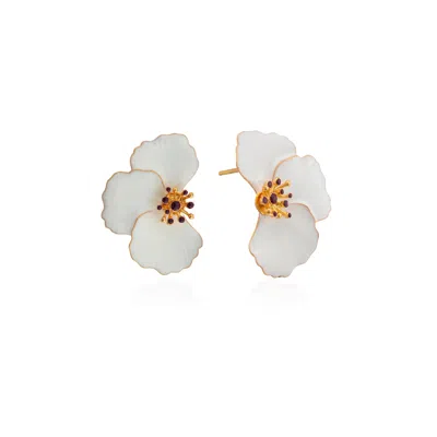 Milou Jewelry Women's Poppy Flower Earrings - White