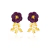 Milou Jewelry Women's Purple Leafy Blossom Flower Earrings In Purple