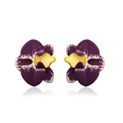 Milou Jewelry Women's Purple Orchid Flower Earrings