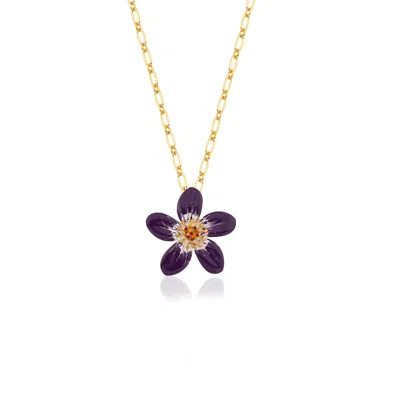 Milou Jewelry Women's Purple Periwinkle Flower Necklace