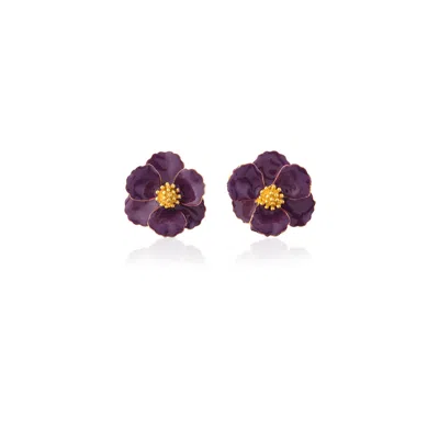 Milou Jewelry Women's Purple Petite Flower Earrings