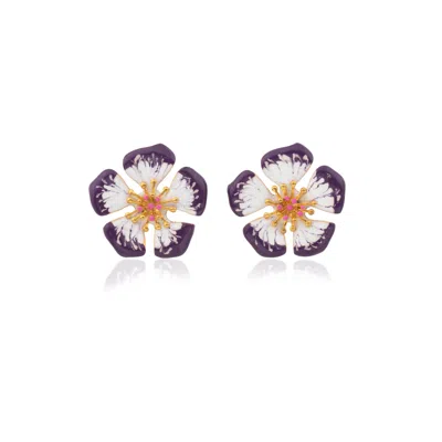 Milou Jewelry Women's Purple Primrose Flower Earrings