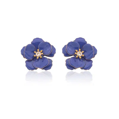 Milou Jewelry Women's Purple Very Peri Viola Flower Earrings