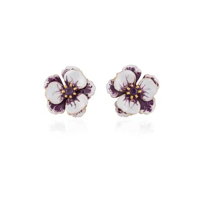 Milou Jewelry Women's Purple Viola Flower Earrings