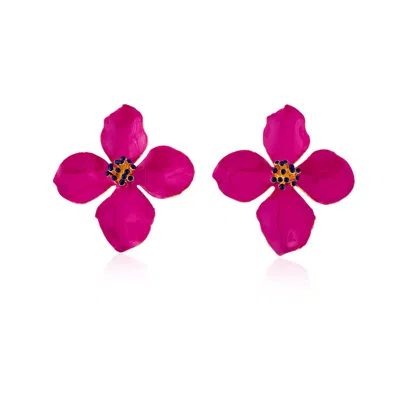 Milou Jewelry Women's Raspberry Pink Clover Flower Earrings