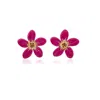Milou Jewelry Women's Raspberry Pink Periwinkle Flower Earrings In Pink