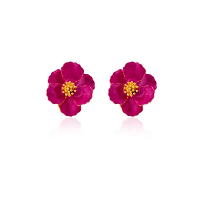 Milou Jewelry Women's Raspberry Pink Petite Flower Earrings
