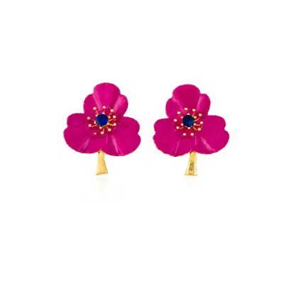 Milou Jewelry Women's Raspberry Pink Three-leafed Clover Earrings