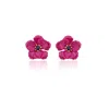 Milou Jewelry Women's Raspberry Pink Viola Flower Earrings In Pink