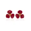Milou Jewelry Women's Red Bloom Flower Earrings In Red
