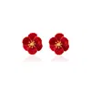 Milou Jewelry Women's Red Blossom Flower Earrings In Red