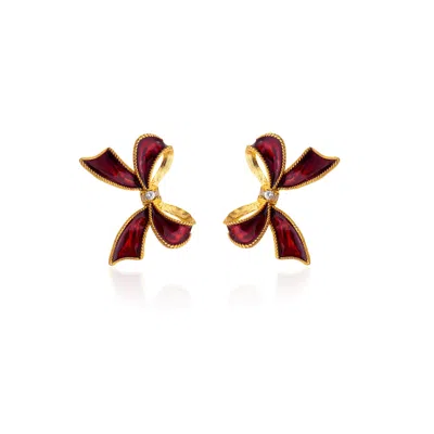 Milou Jewelry Women's Red Bow Earrings