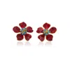 Milou Jewelry Women's Red Cherry Blossom Flower Earrings In Red