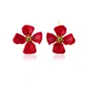 Milou Jewelry Women's Red Hibiscus Flower Earrings In Red
