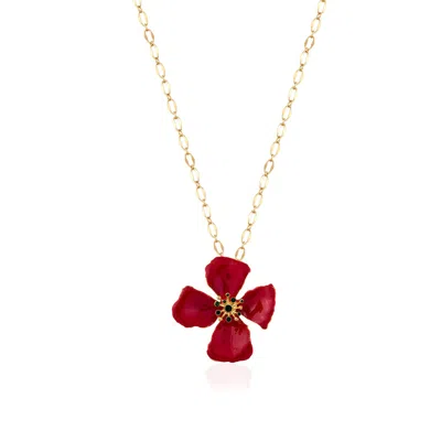 Milou Jewelry Women's Red Hibiscus Flower Necklace