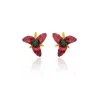 Milou Jewelry Women's Red Lily Flower Earrings In Red