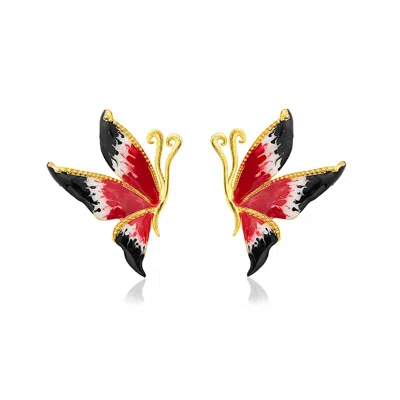 Milou Jewelry Women's Red Multicolor Butterfly Earrings