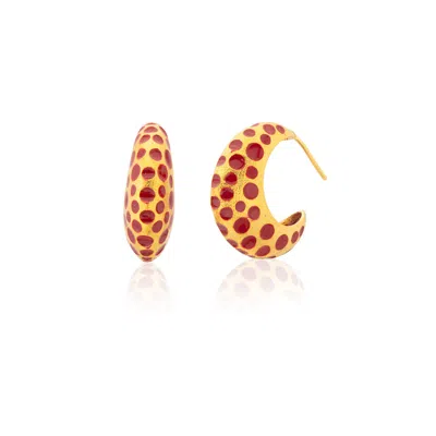 Milou Jewelry Women's Red Perforated Hoop Earrings