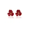 Milou Jewelry Women's Red Rose Flower Earrings In Red