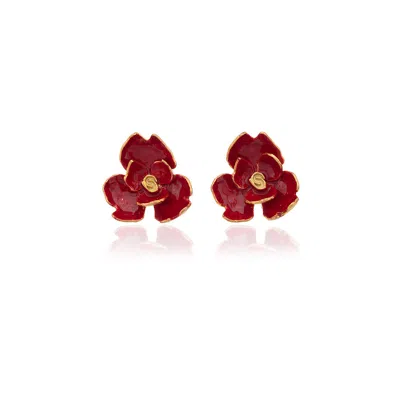 Milou Jewelry Women's Red Rose Flower Earrings