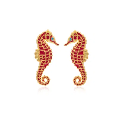 Milou Jewelry Women's Red Seahorse Earrings