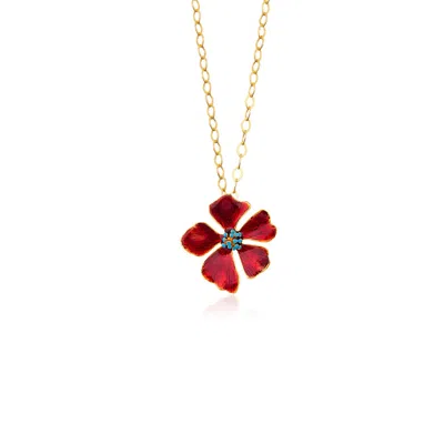 Milou Jewelry Women's Red Wild Rose Flower Necklace