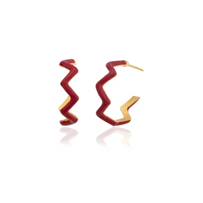 Milou Jewelry Women's Red Zig Zag Hoop Earrings