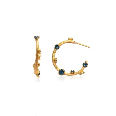 Milou Jewelry Women's Small Blue Flower Hoop Earrings