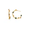 Milou Jewelry Women's Small Green Flower Hoop Earrings In Green