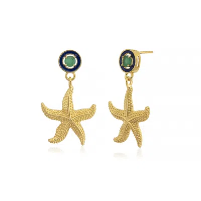 Milou Jewelry Women's Starfish Drop Earrings - Navy Blue