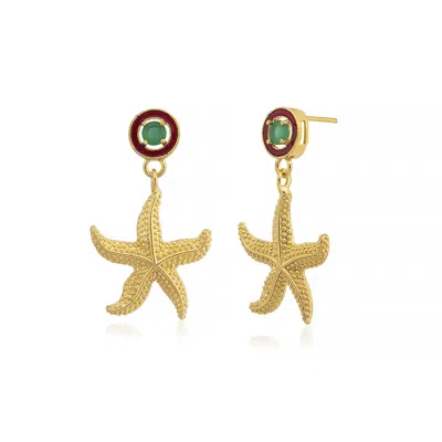 Milou Jewelry Women's Starfish Drop Earrings - Red