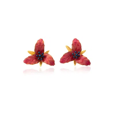 Milou Jewelry Women's Sugar Pink Lily Flower Earrings