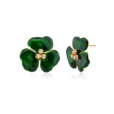 Milou Jewelry Women's Trillium Flower Earrings - Green
