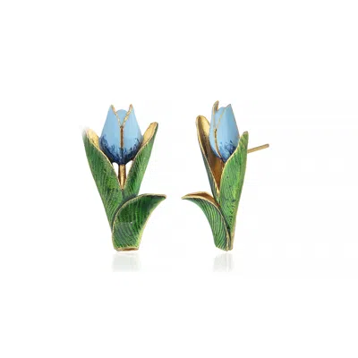 Milou Jewelry Women's Tulip Flower Earrings - Blue