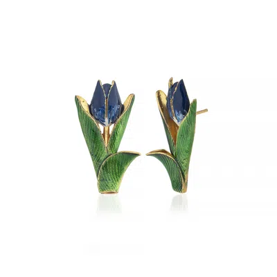 Milou Jewelry Women's Tulip Flower Earrings - Navy Blue
