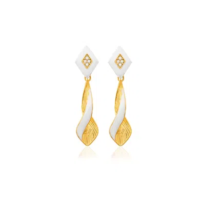 Milou Jewelry Women's White & Gold Infinity Drop Earrings With Zircon