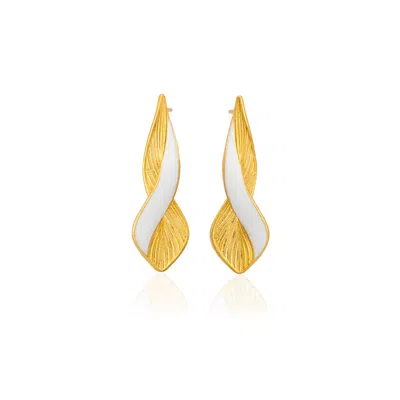 Milou Jewelry Women's White & Gold Infinity Earrings