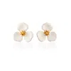 Milou Jewelry Women's White Bloom Flower Earrings In White