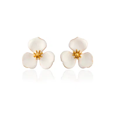 Milou Jewelry Women's White Bloom Flower Earrings