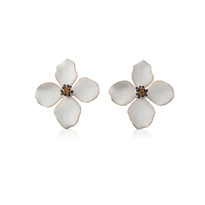 Milou Jewelry Women's White Clover Flower Earrings