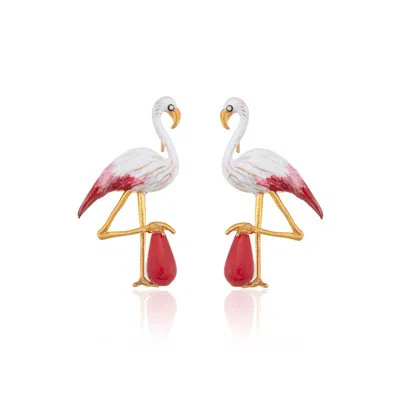 Milou Jewelry Women's White Flamingo Earrings