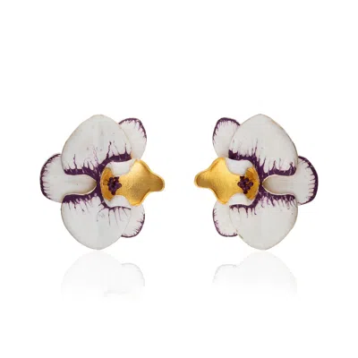 Milou Jewelry Women's White Orchid Flower Earrings