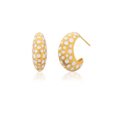 Milou Jewelry Women's White Perforated Hoop Earrings