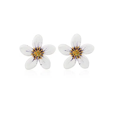 Milou Jewelry Women's White Periwinkle Flower Earrings