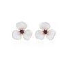 Milou Jewelry Women's White Petal Flower Earrings In White
